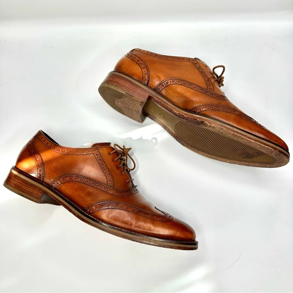 Cole Haan X Nike Air Madison British Tan Leather Wingtip Oxfords Size 8.5